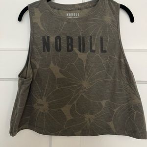 Nobull Cropped Muscle Tank Green Floral